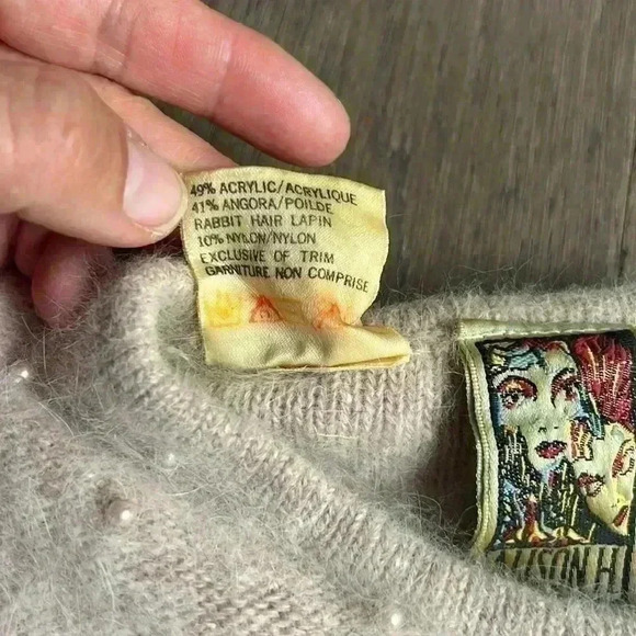 🔥ALISON H.🔥 | Vintage light pink angora rabbit hair short sleeve  sweater - Picture 7 of 12